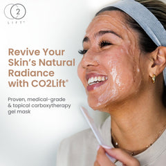 CO2Lift carboxy gel mask application step demonstrates smooth gel coating and instant hydration.