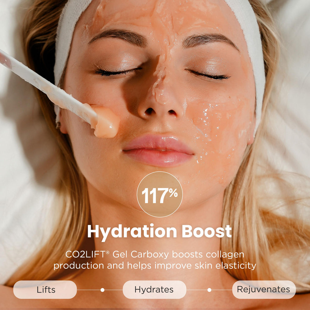 CO2Lift face mask tube dispense visual for convenient at-home care