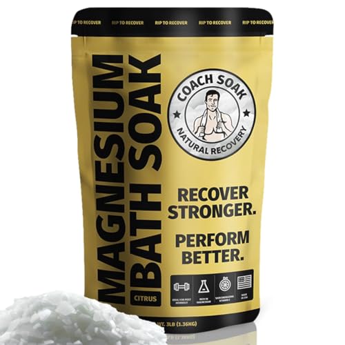 Coach Soak Recovery Bath Soak bottle front shows energizing citrus for post-workout relaxation