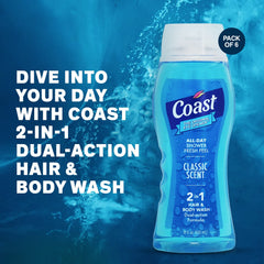 Coast 2-in-1 rich lather demonstrates cleansing power and foam