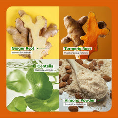 COCAY HOALA Turmeric Centella hydration close-up emphasizes lasting moisture after shower.