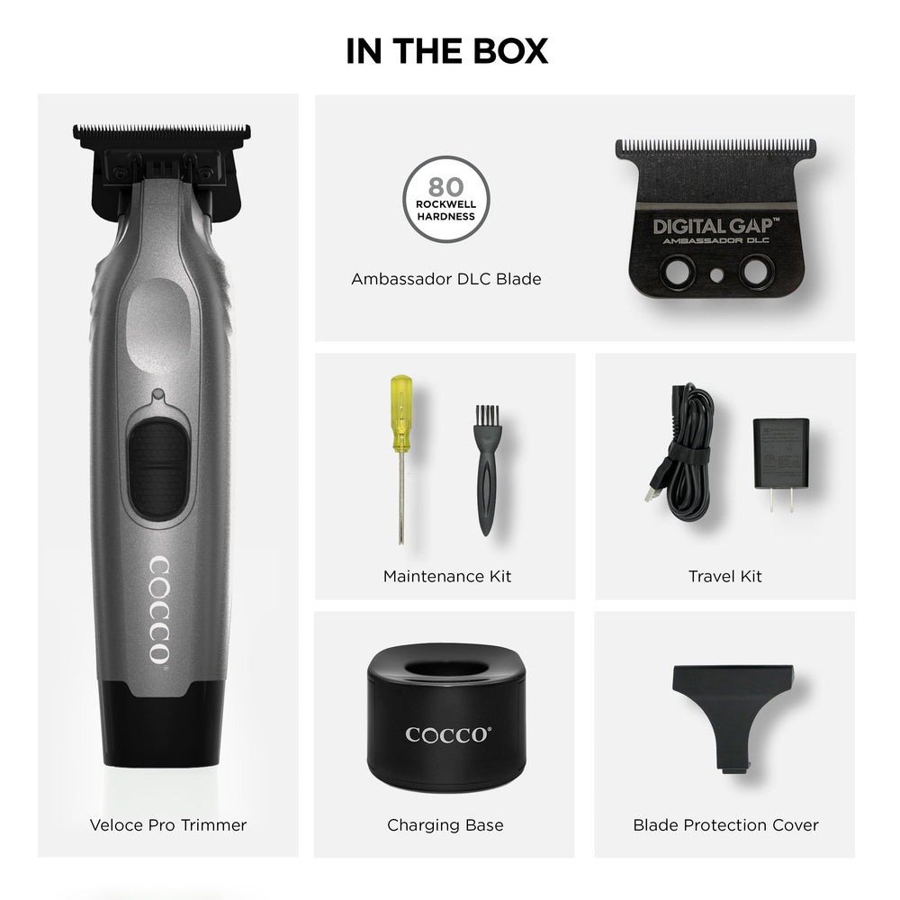Cocco Veloce Pro Trimmer oil reservoir and blade integration for longevity.