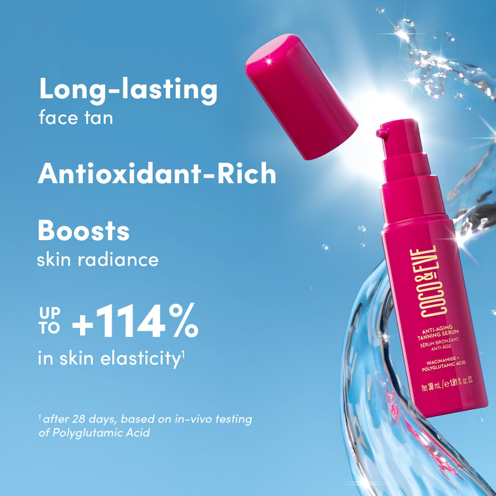 Coco & Eve gradual-tan action on skin showing natural bronzing.