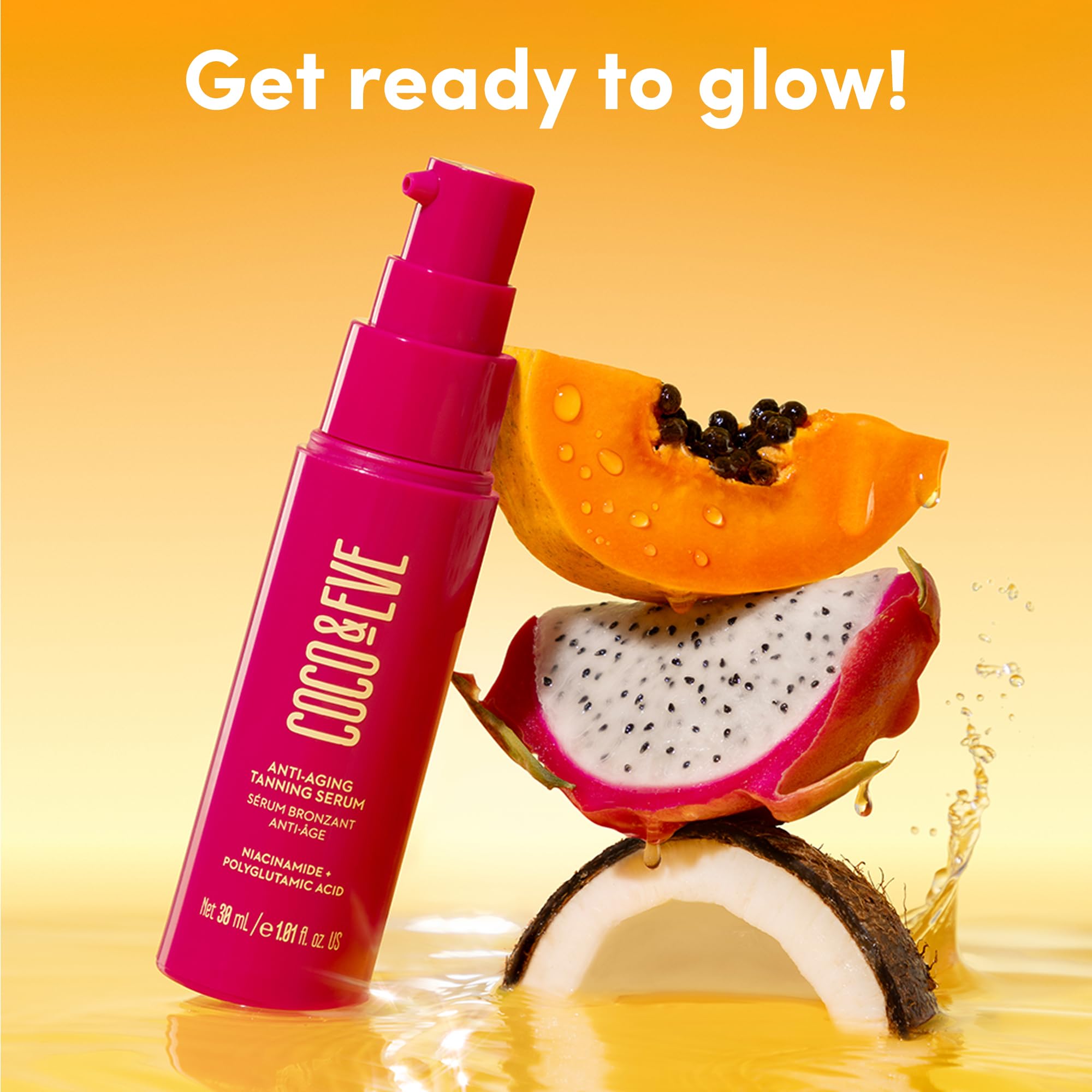 Coco & Eve serum pump-dispense enables even, smooth application.
