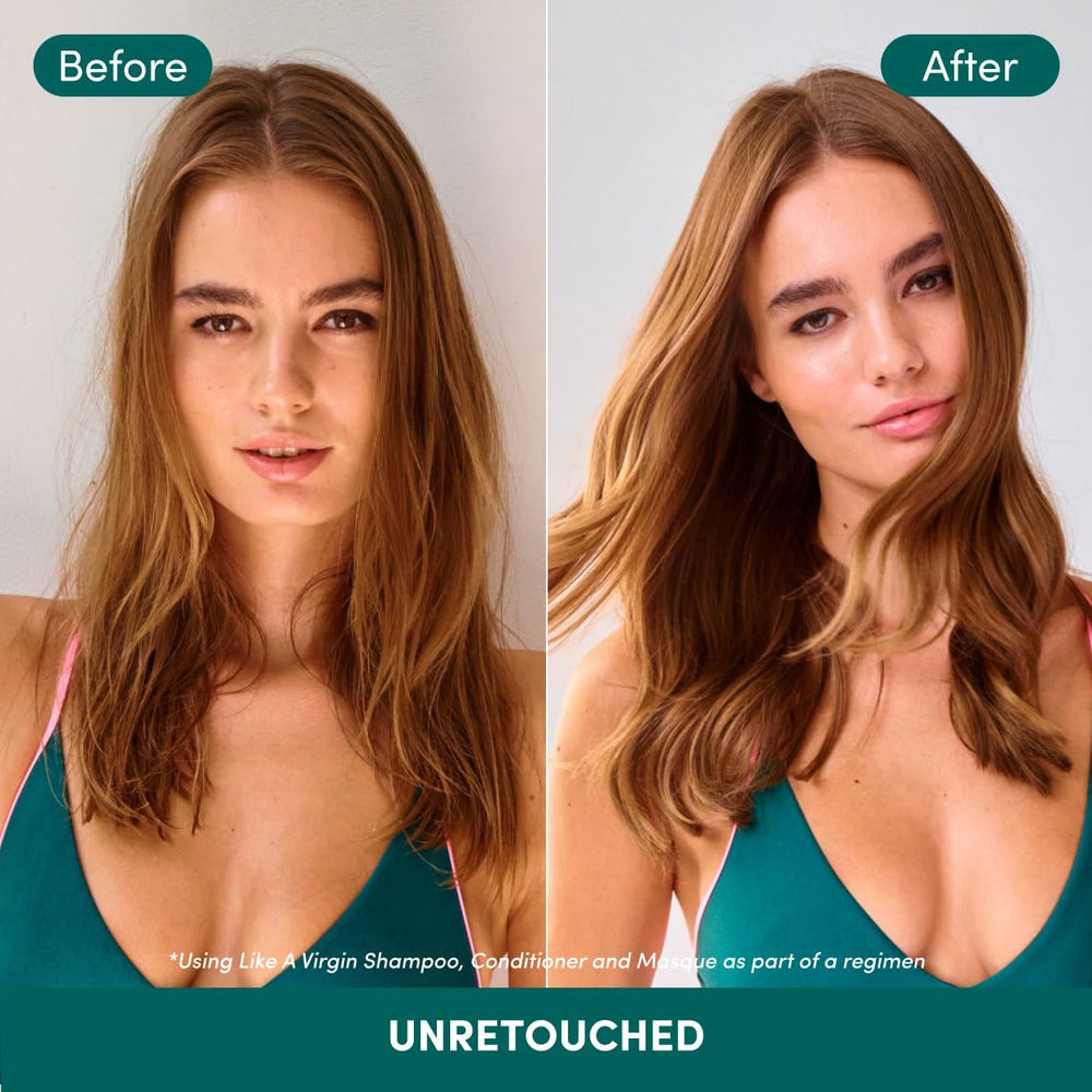 Coco & Eve anti-frizz action shot highlights smoother, frizz-controlled hair results.