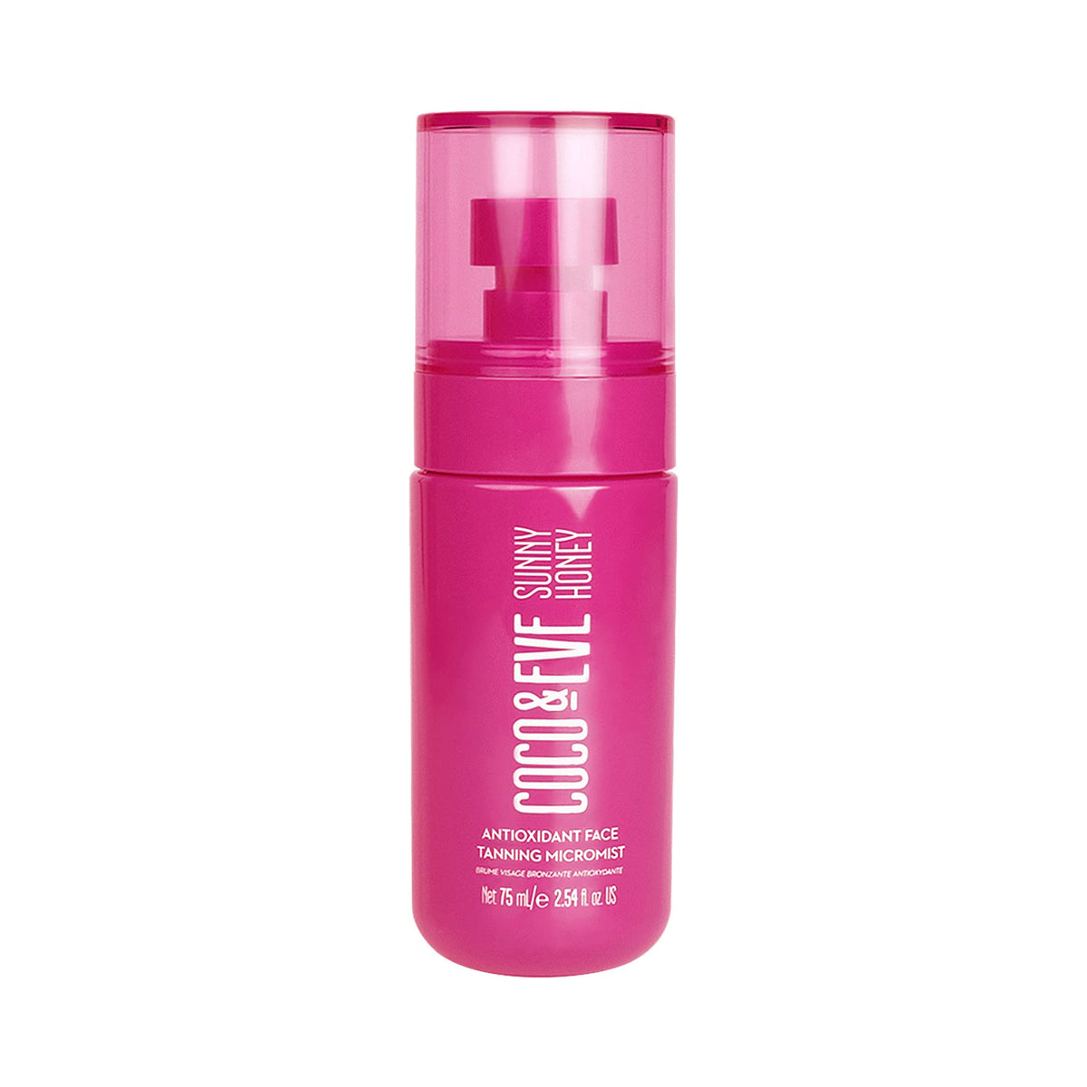 Coco & Eve Antioxidant Face Tanning Micromist bottle shows easy radiant application