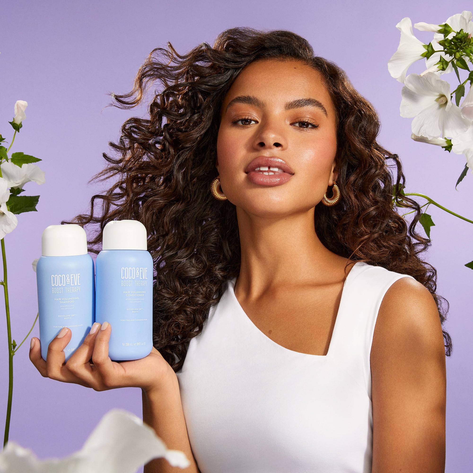 Coco & Eve Boost Therapy BioVolume 128-illustration highlights volume-boosting tech.