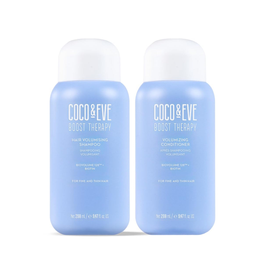 Coco & Eve Boost Therapy shampoo front bottle promotes volume and fullness.