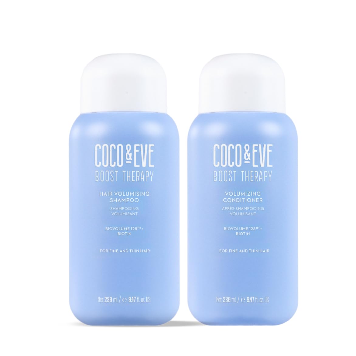 Coco & Eve Boost Therapy shampoo front bottle promotes volume and fullness.