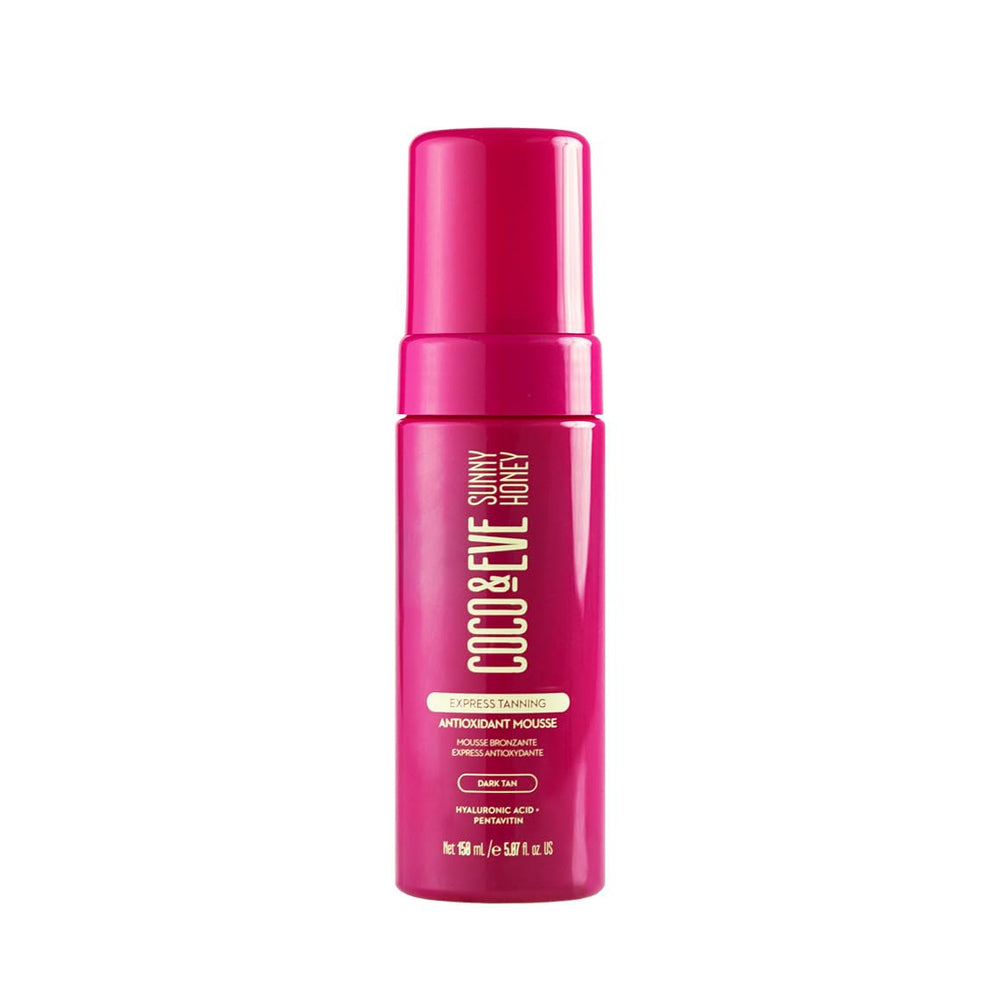 Coco & Eve Express Tanning Mousse bottle for quick, deep color development.