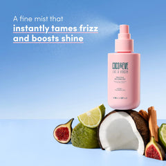 Coco & Eve Like A Virgin spray mist applied on damp hair for shine.