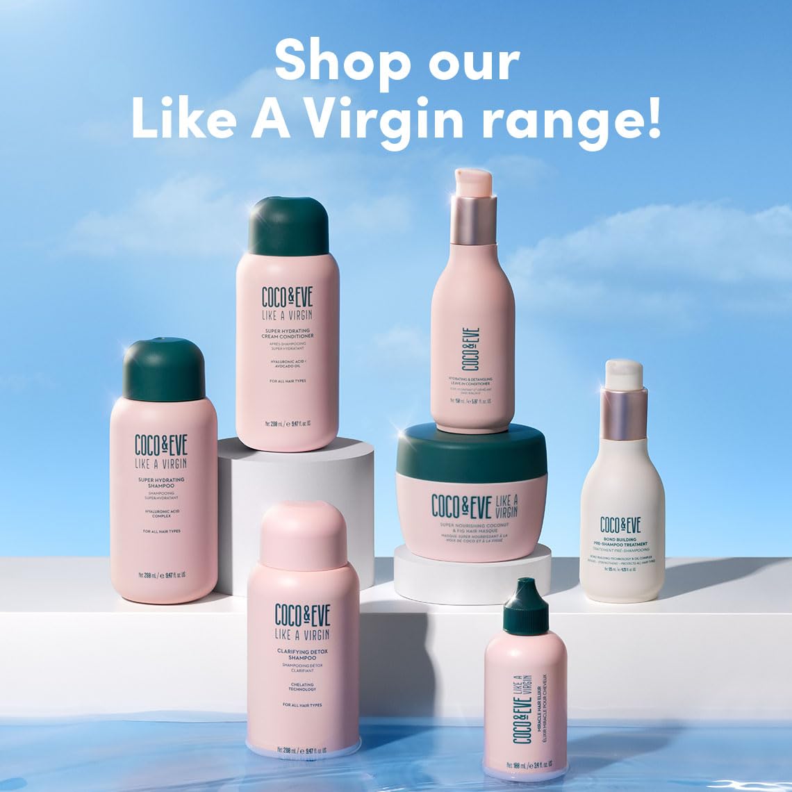 Coco Eve Like A Virgin packaging signals premium hydration benefits.