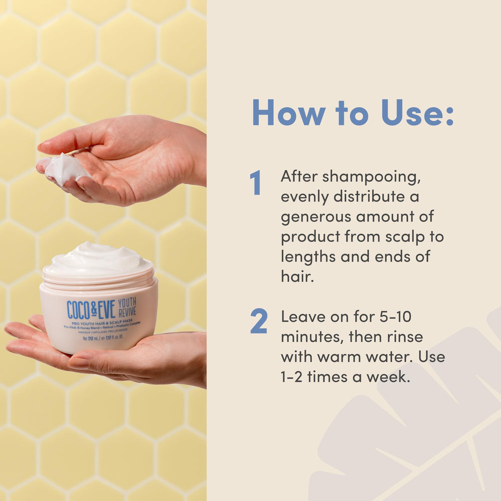 Coco & Eve Pro Youth Mask ingredients highlight with New Zealand honey.