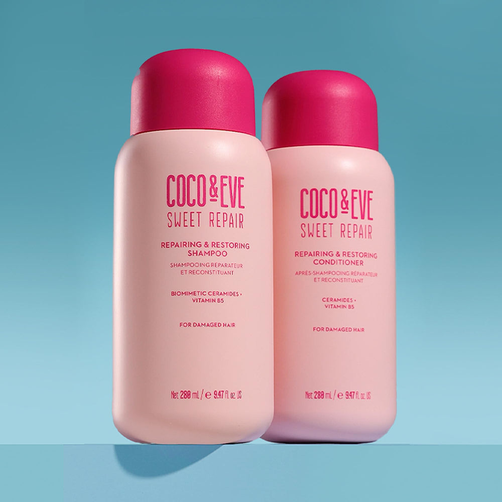 Coco & Eve Repair & Restore texture visual suggesting improved manageability.