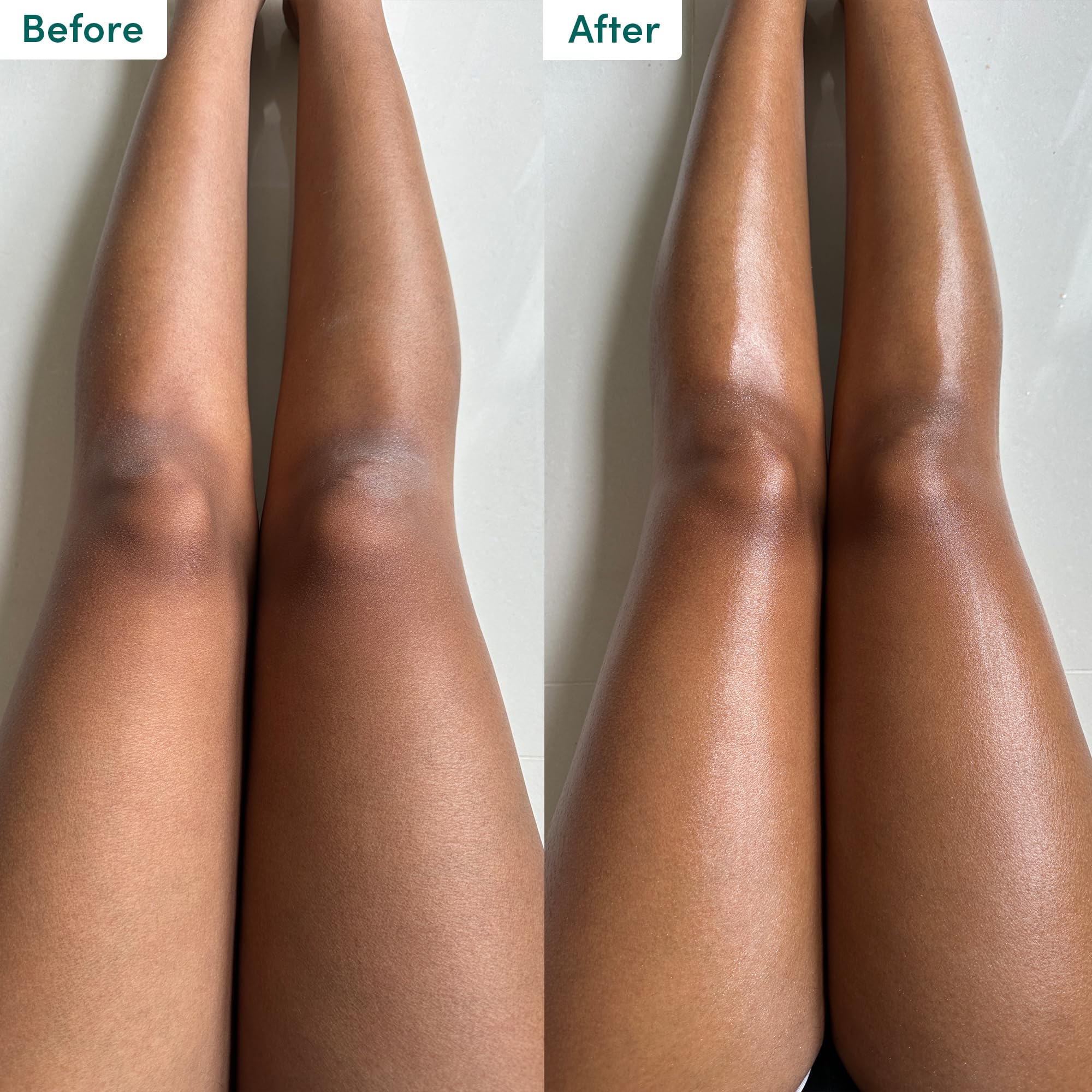 Coco and Eve Resurfacing Body Gel Scrub being massaged on damp skin for even exfoliation.