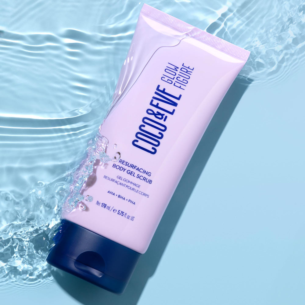 Coco and Eve Resurfacing Body Gel Scrub pre-tan prep creates an even surface for tan.