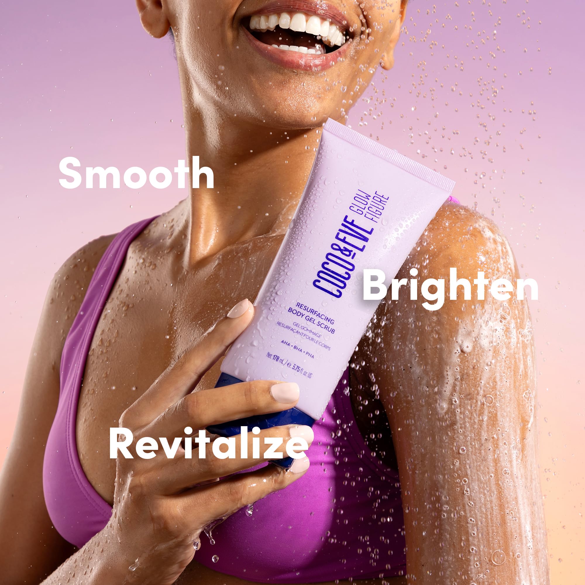 Coco & Eve Resurfacing Body Scrub texture swatch showing gel exfoliation