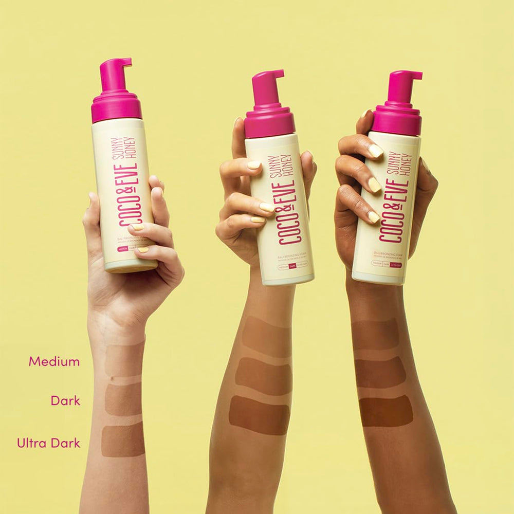 Coco & Eve Mousse texture close-up promises natural bronze glow.