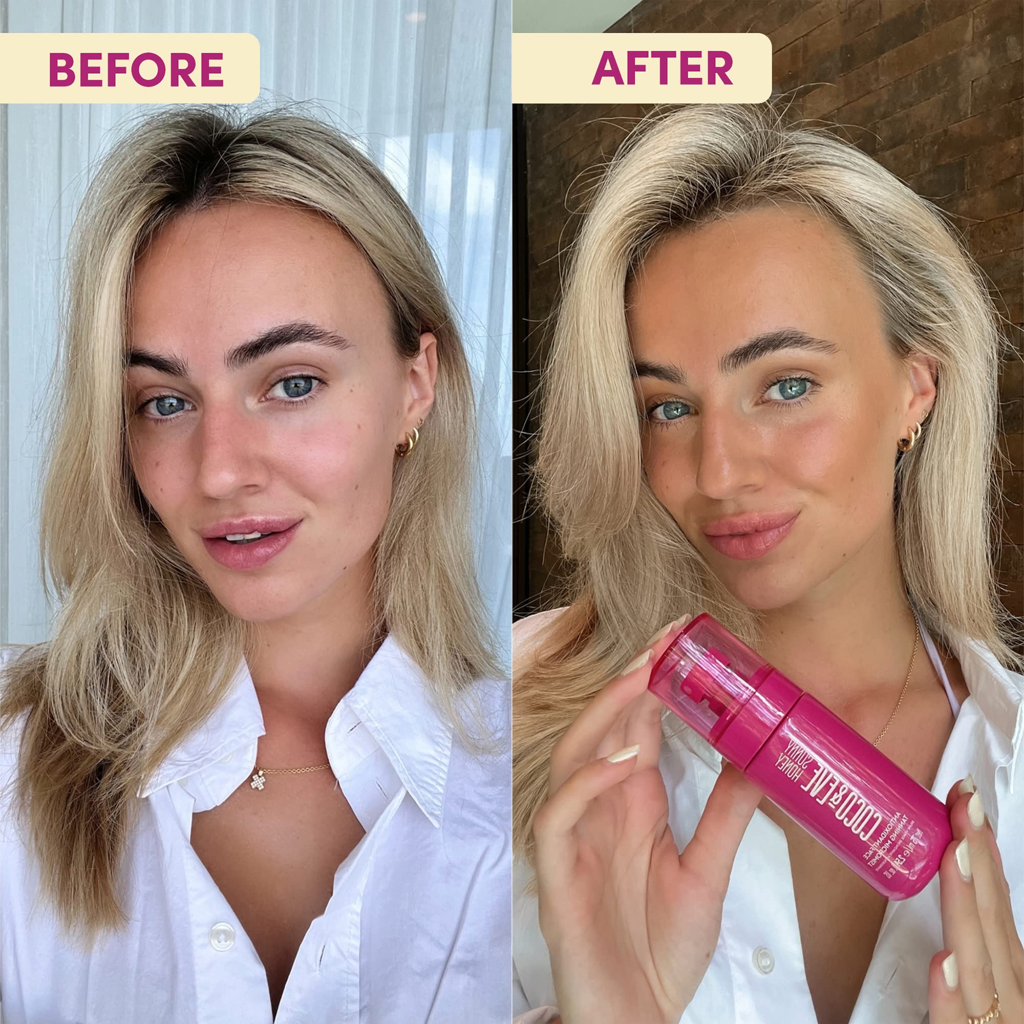 Coco & Eve self-tanner spray with tropical peach coconut scent
