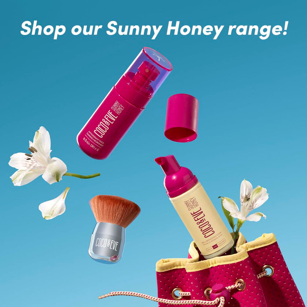 Coco & Eve Sunny Honey Bali anti-aging benefits with natural botanicals and antioxidants.