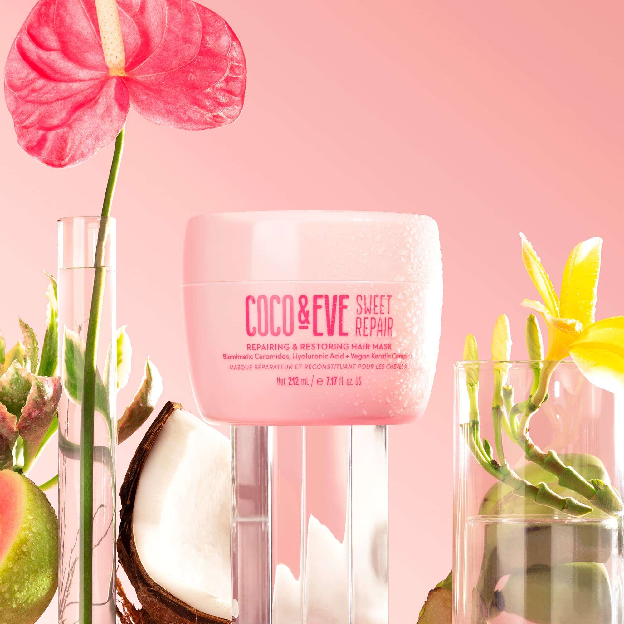Coco & Eve Sweet Repair mask jar close-up with creamy texture for nourishment.