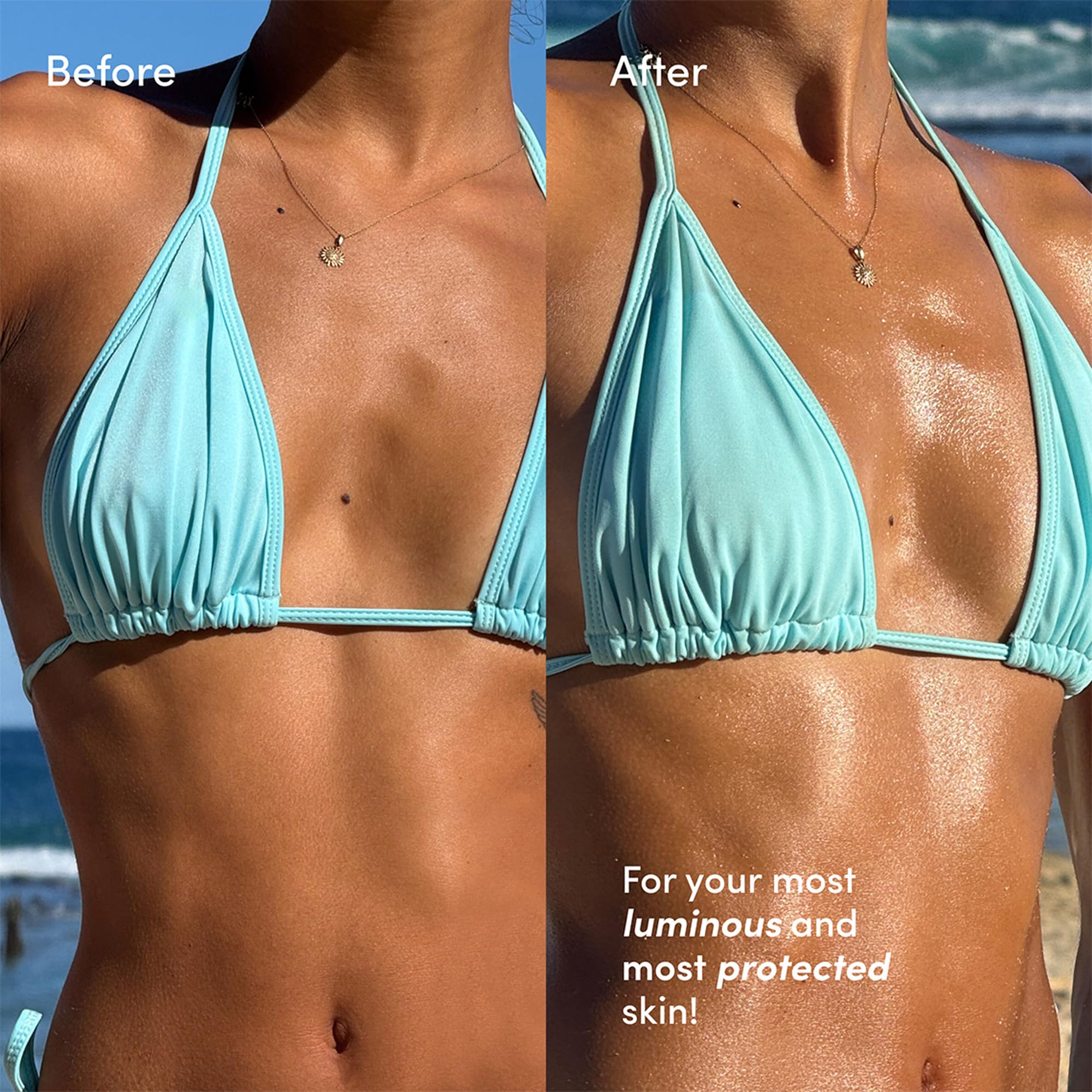 Coco & Eve tan glow closeup demonstrates accelerated tan with protective hydration