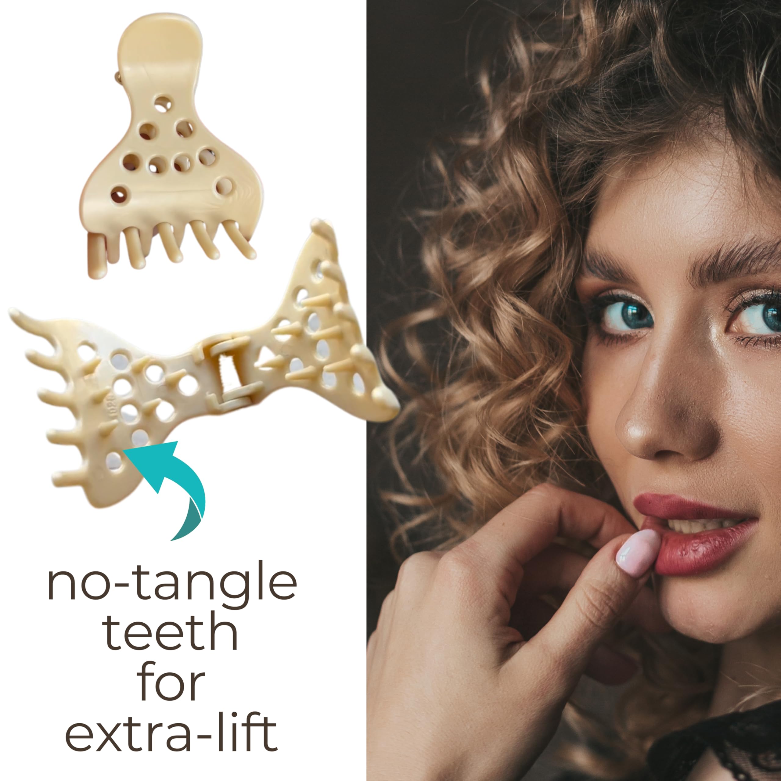 Cocoa & Cali AirLift clip demonstrates rust-free grip on curls.