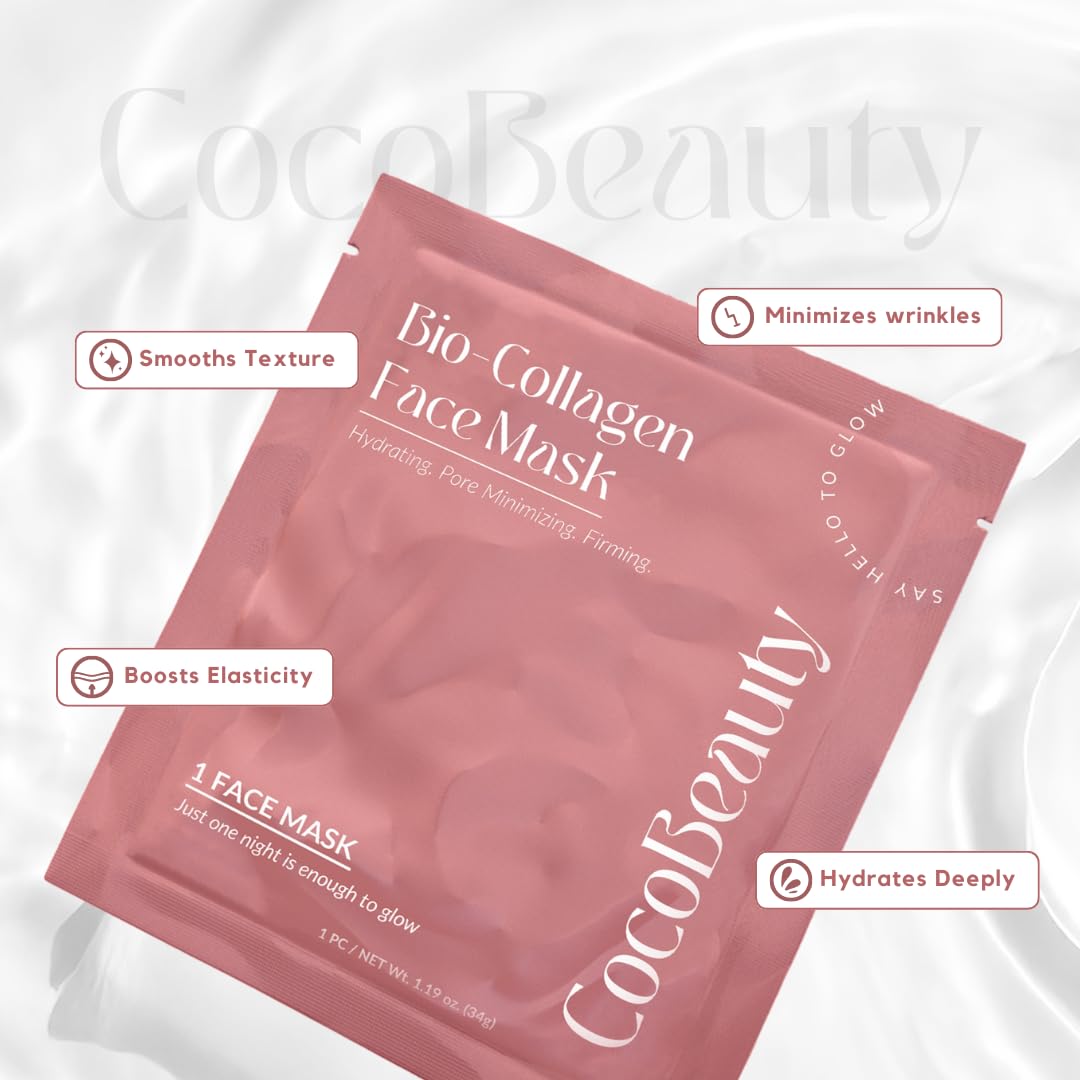 COCOBEAUTY collagen mask close-up with serum for renewal