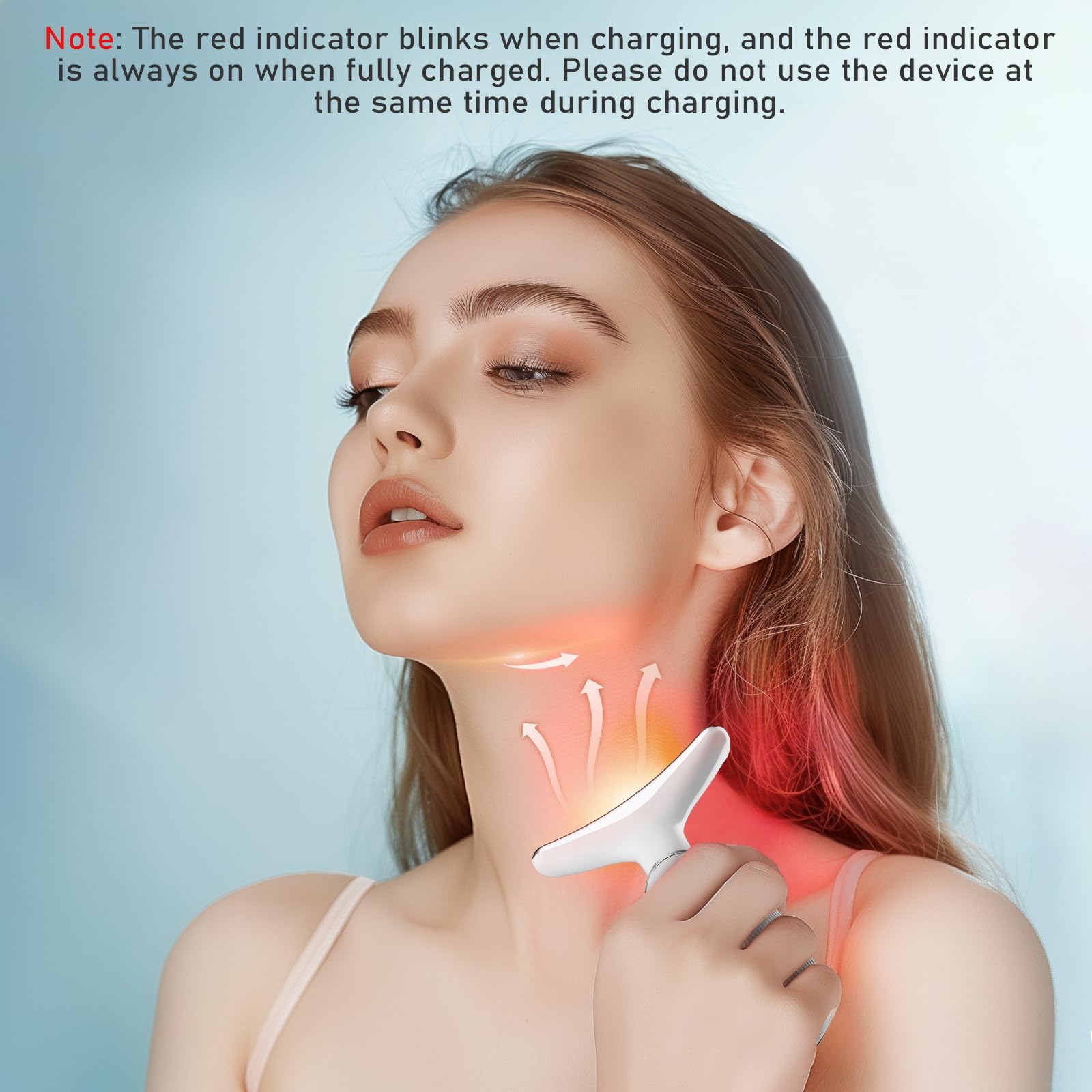 Cocobeen face-neck-tool white in hand demonstrates easy at-home treatment.