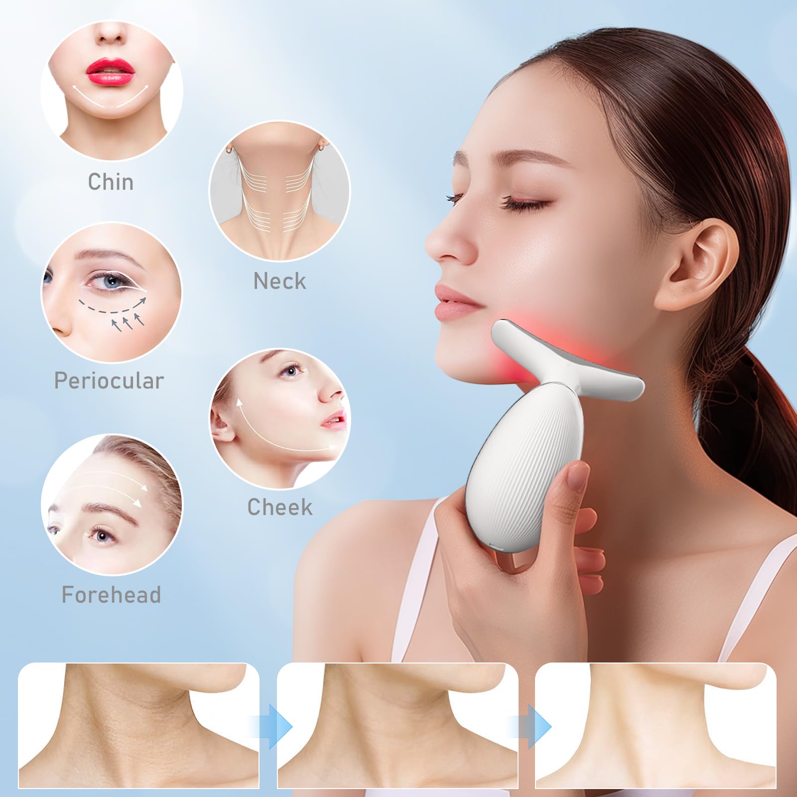 Cocobeen face-neck-tool white on skin during gentle massage for skincare prep.