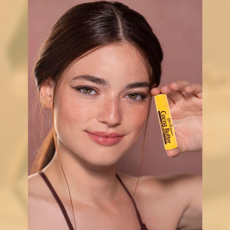 Cococare Cocoa Butter Lip Balm application close-up shows silky glide