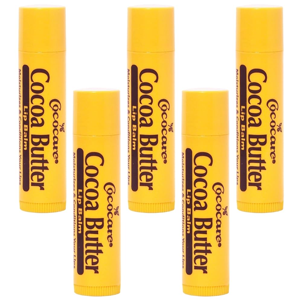 COCOCARE Cocoa Butter Lip Balm yellow-stick packaging provides instant hydration on the go for dry lips.