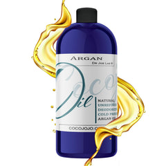 Cocojojo deodorized argan oil bottle for hair conditioning and facial moisture.