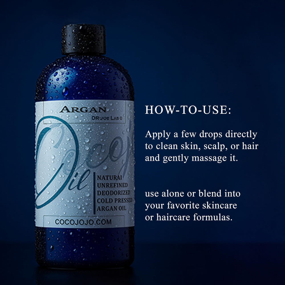 Cocojojo deodorized argan oil texture drop captures deep conditioning potential.