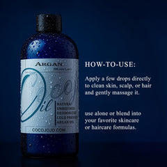 Cocojojo deodorized argan oil texture drop captures deep conditioning potential.