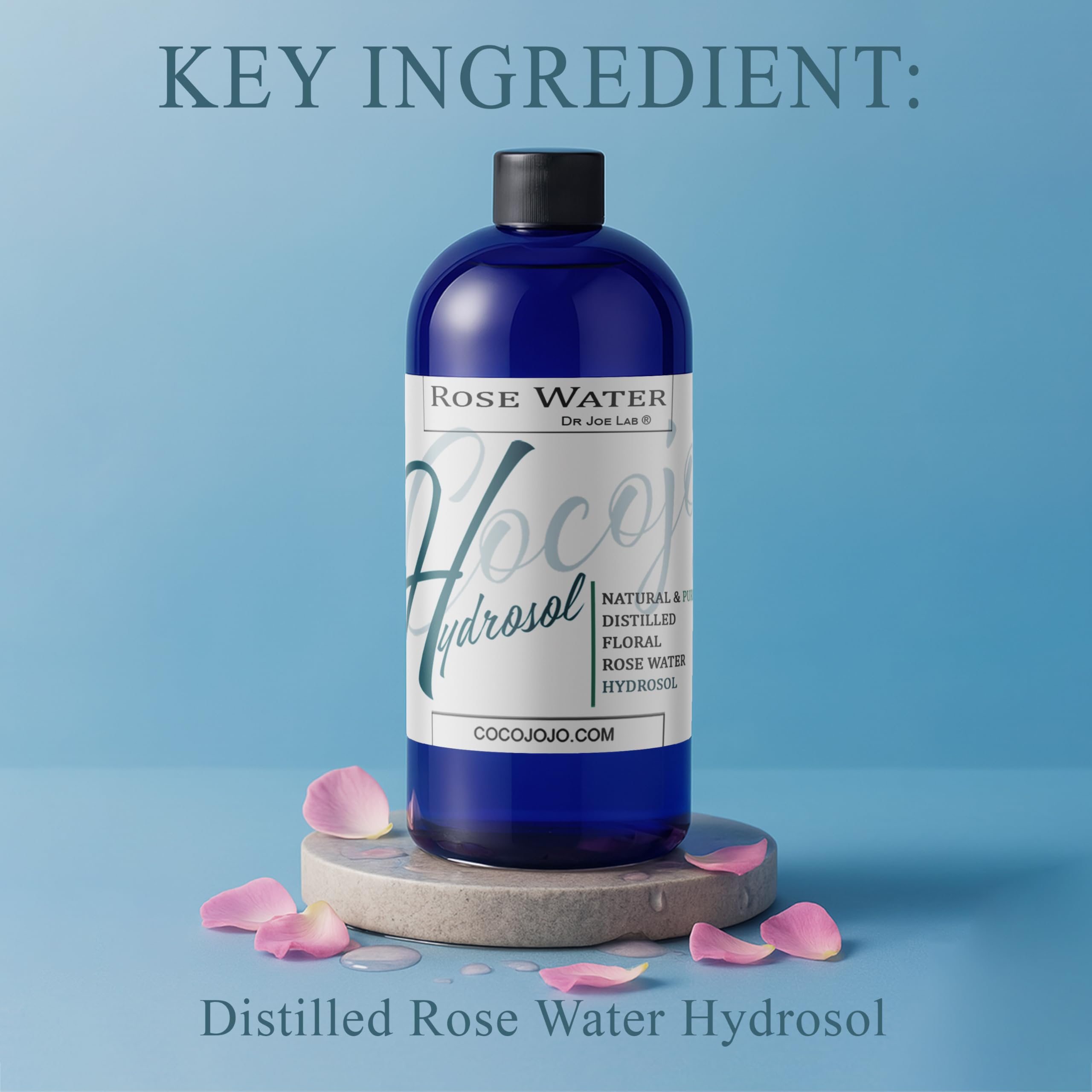 Cocojojo Rose Hydrosol mist pump demonstrates easy, instant refresh on the go.