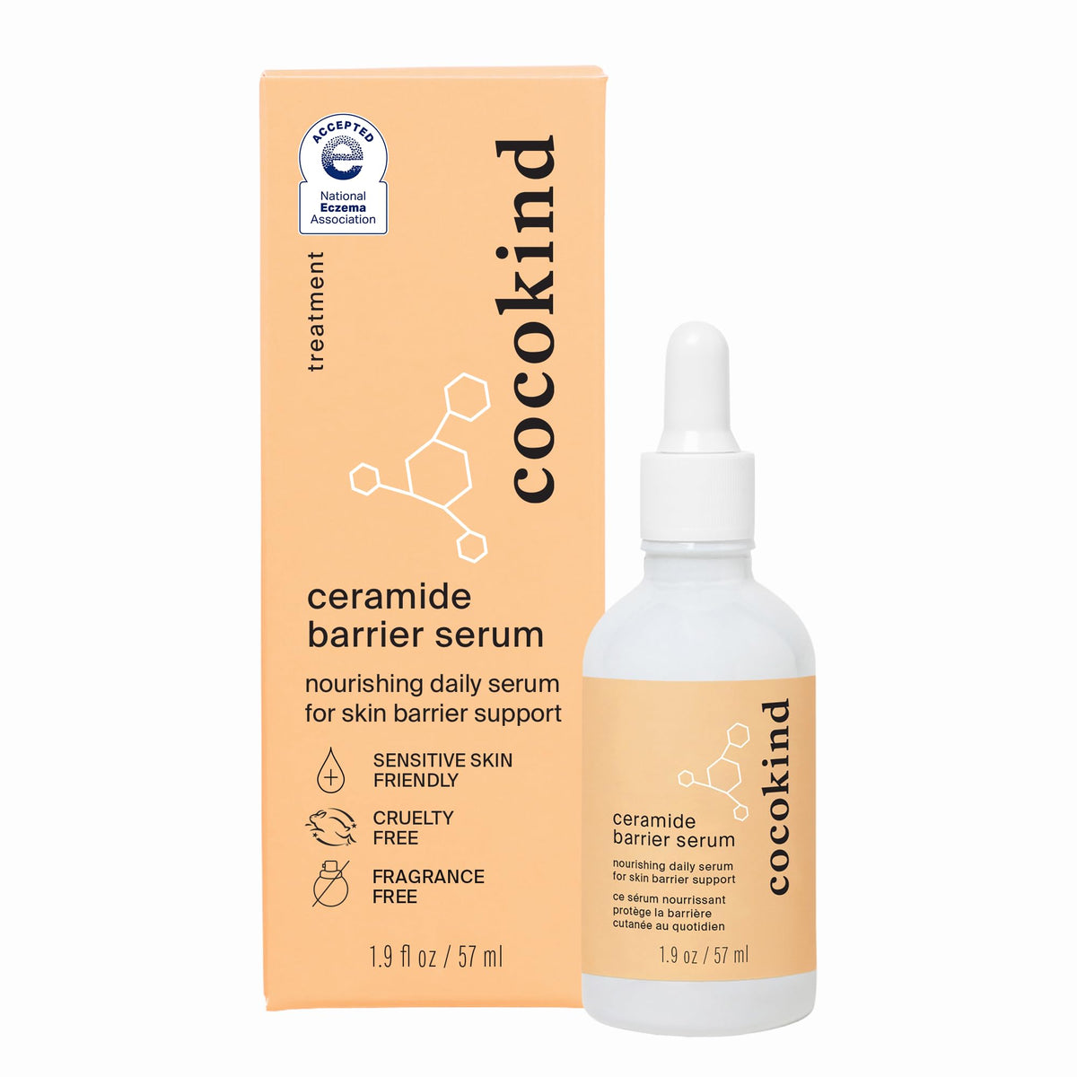 Cocokind Ceramide Barrier Serum bottle for daily hydration and barrier support.
