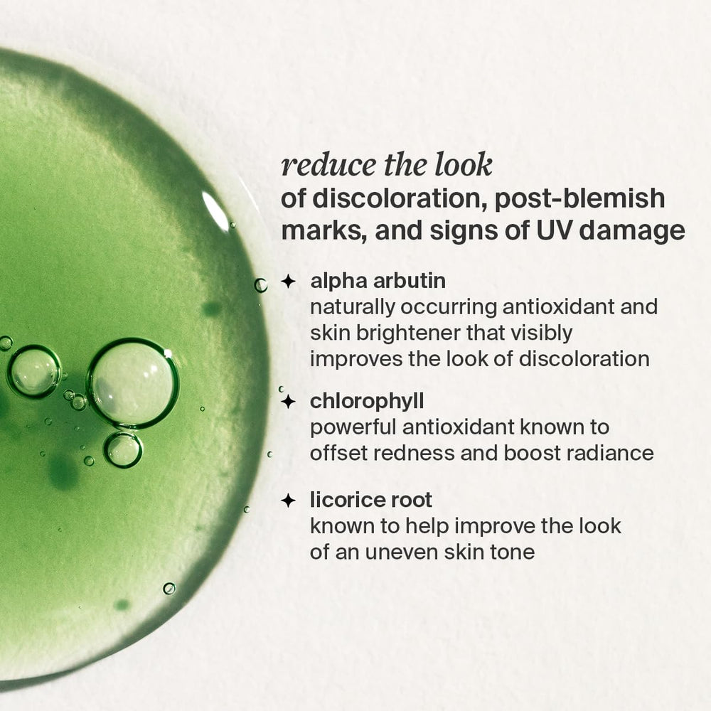 Cocokind Chlorophyll Discoloration Serum label close-up highlights fragrance-free formula.