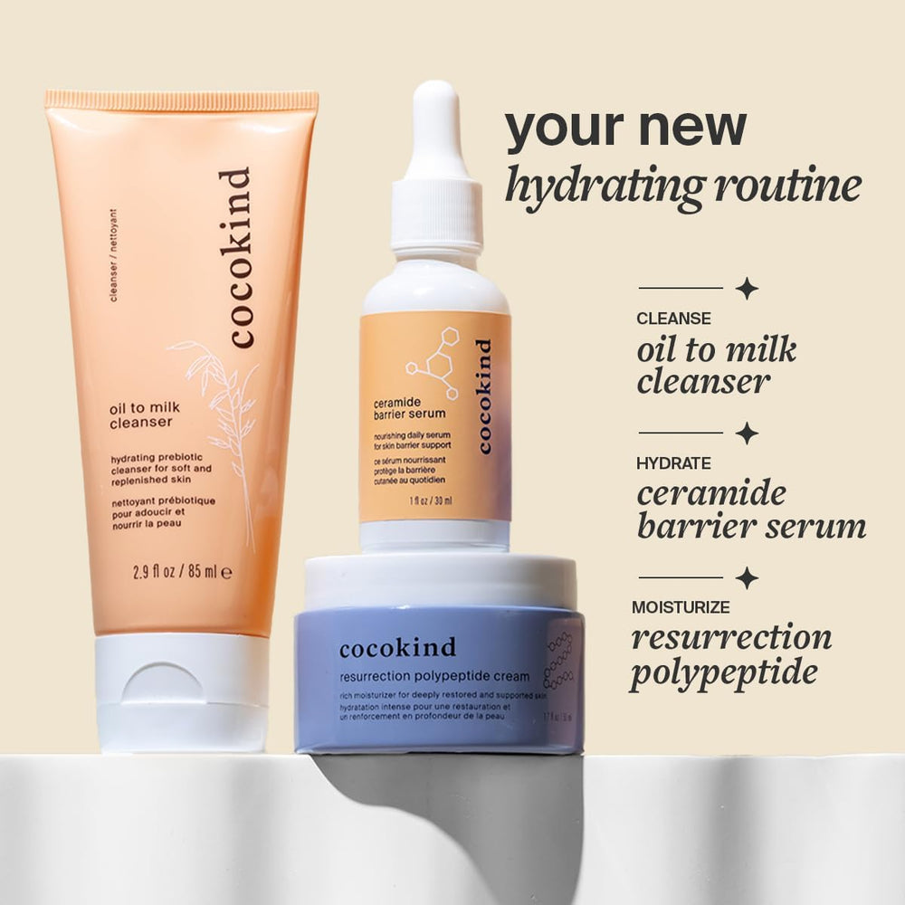 Cocokind Resurrection Polypeptide Cream jar shows creamy texture and hydration.