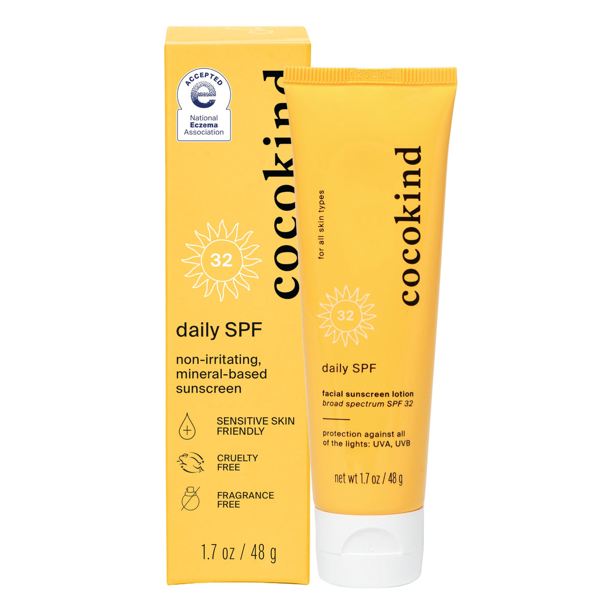 Cocokind Daily SPF bottle front showing mineral sunscreen protection