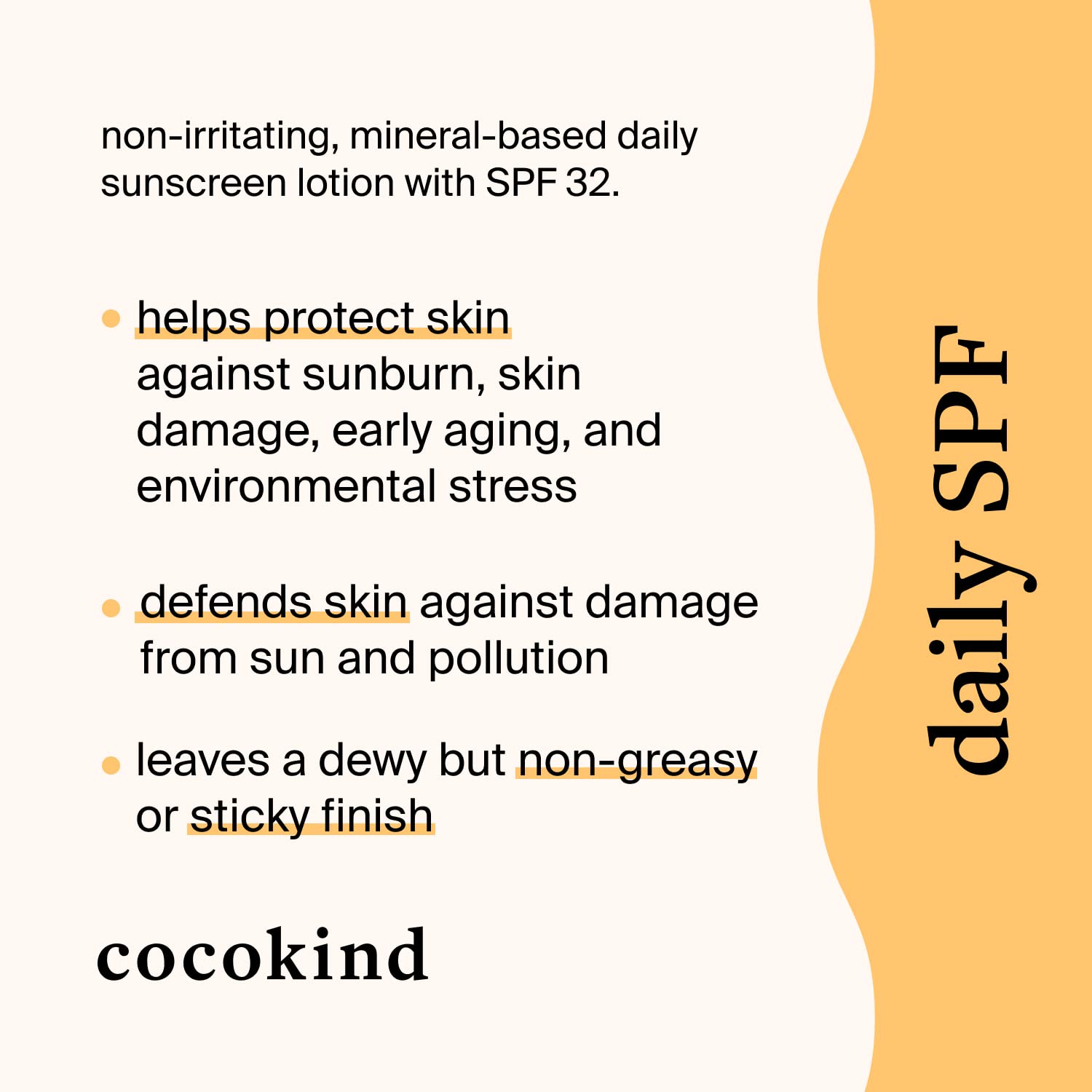 Cocokind Daily SPF applied to skin showing non-greasy dewy finish