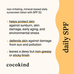 Cocokind Daily SPF applied to skin showing non-greasy dewy finish