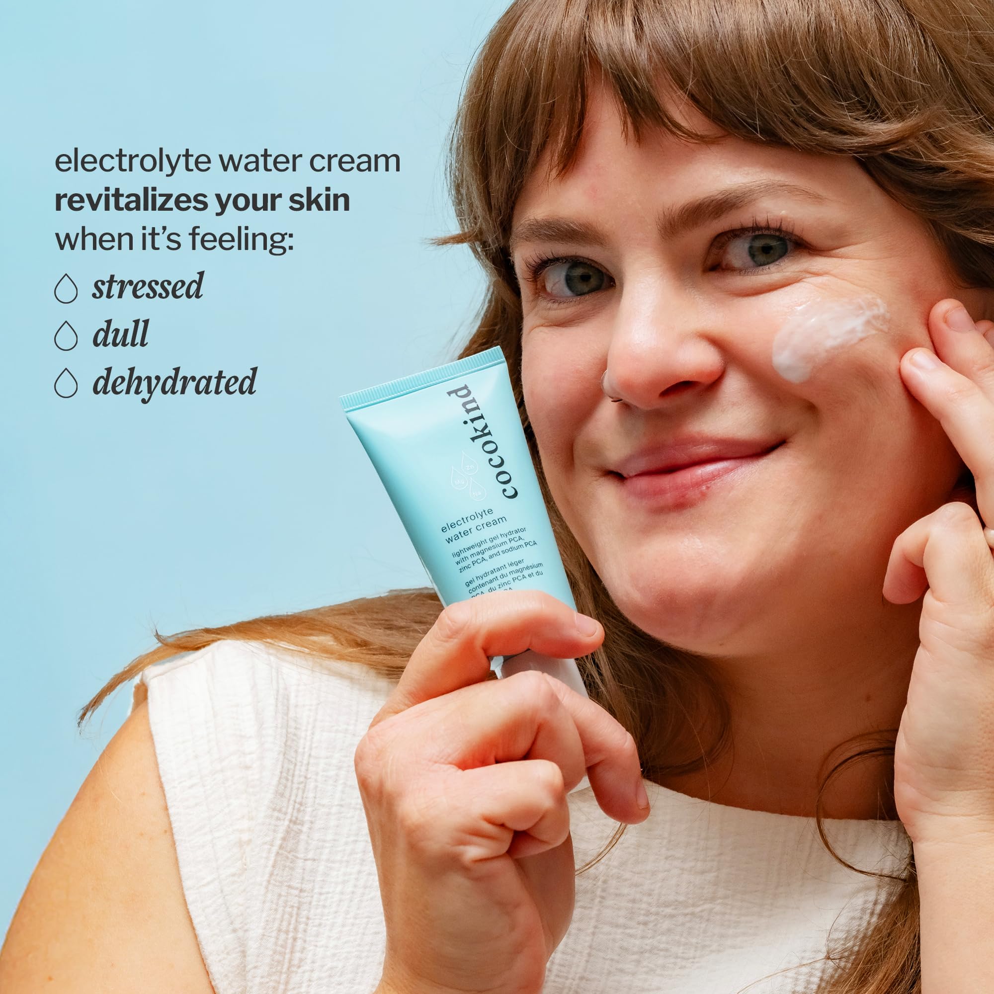 Cocokind Electrolyte Water Cream ingredients-electrolytes spotlights refreshing hydration science.