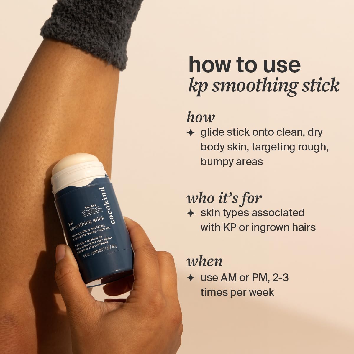 Cocokind KP Smoothing Stick packaging on shelf highlighting fragrance-free formula.