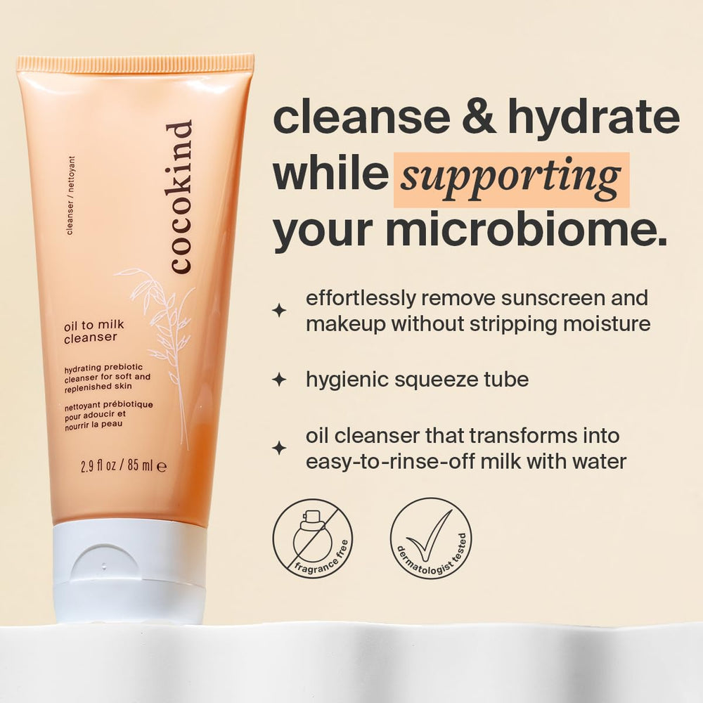Cocokind Oil to Milk Face Wash texture closeup reveals the milk-like cleanse when water is added