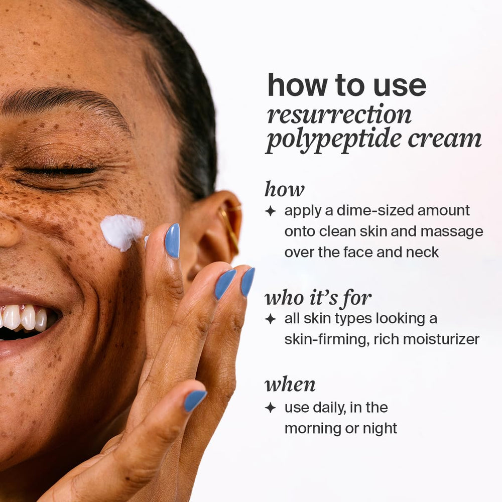 Cocokind Resurrection Polypeptide Cream used for dry skin in morning routine.