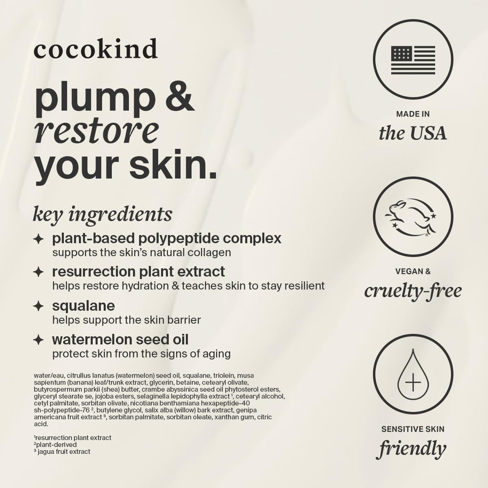 Cocokind Resurrection Polypeptide Cream with squalane supports barrier hydration.