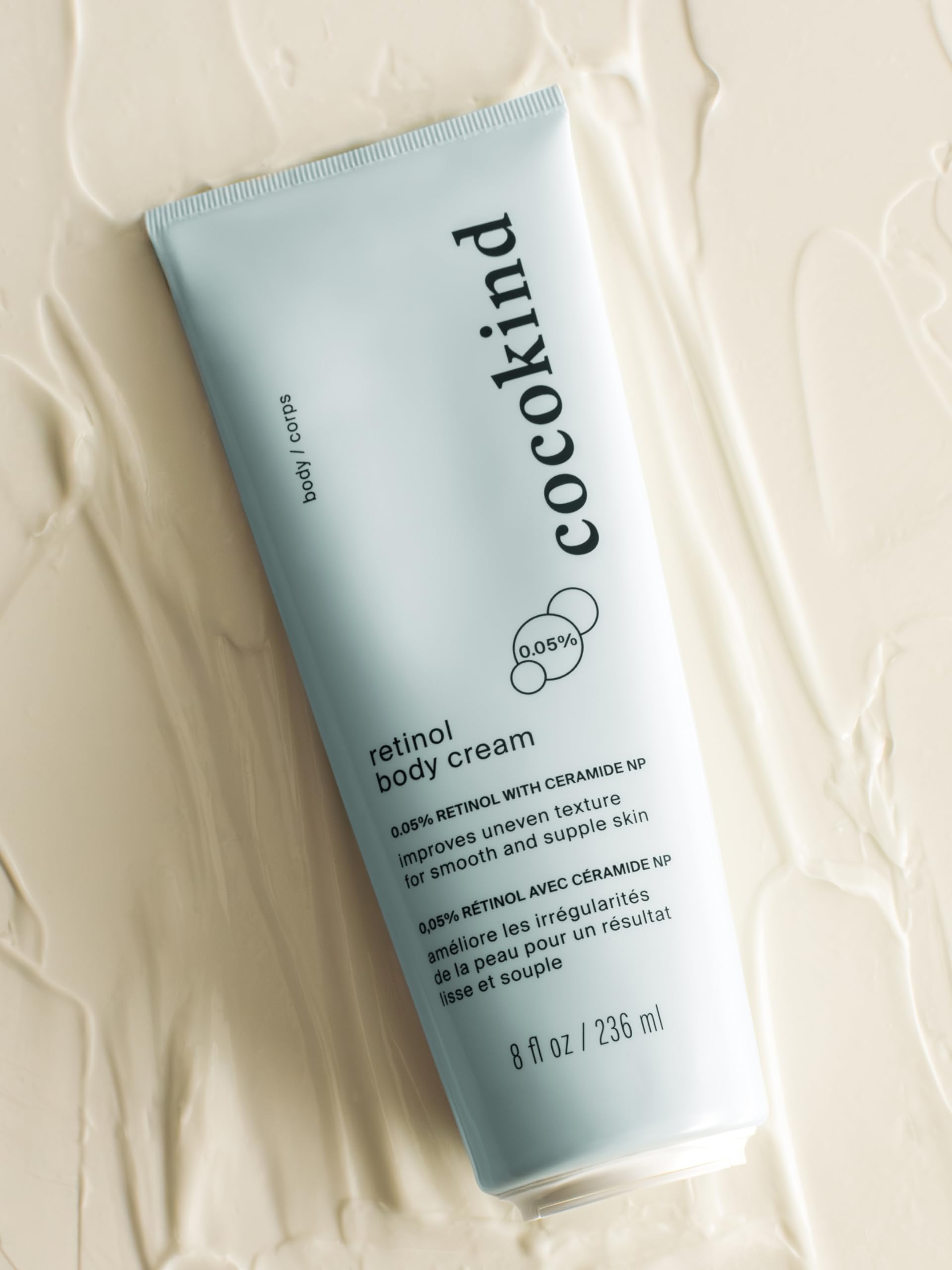 Cocokind Retinol Body Cream fragrance-free swatch on skin demonstrating hydration.