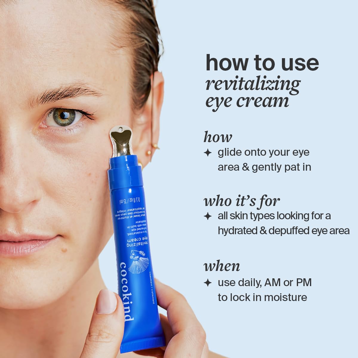 Cocokind Revitalizing Eye Cream swatch on skin shows creamy hydration