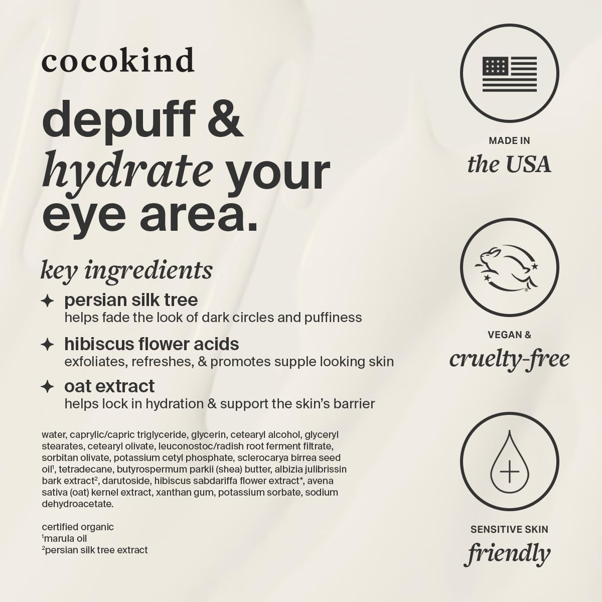 Cocokind Revitalizing Eye Cream tube with open cap ready for application